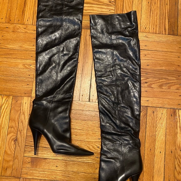 Saint Laurent leather over the knee boots! Sz 40 - Picture 3 of 11